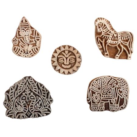 Set of 5 Piece New Mix Wooden Printing Block